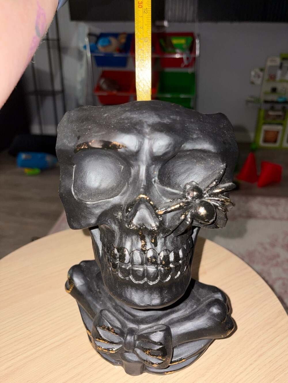 Gothic Black Skeleton Skull Planter/Candy Bowl